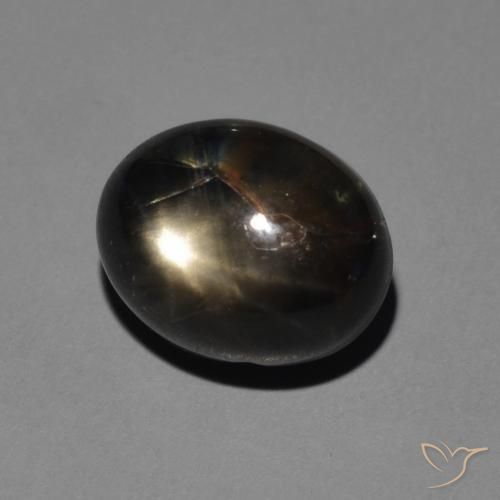 Zaffiro stellato Grigio argento nero naturale da 5.11 ct, Ovale, Opaco