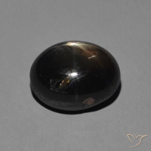 Zaffiro stellato Grigio argento nero naturale da 5.11 ct, Ovale, Opaco