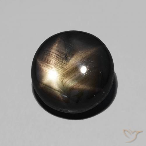 Zaffiro stellato Nero naturale da 6.21 ct, Rotondo, Opaco
