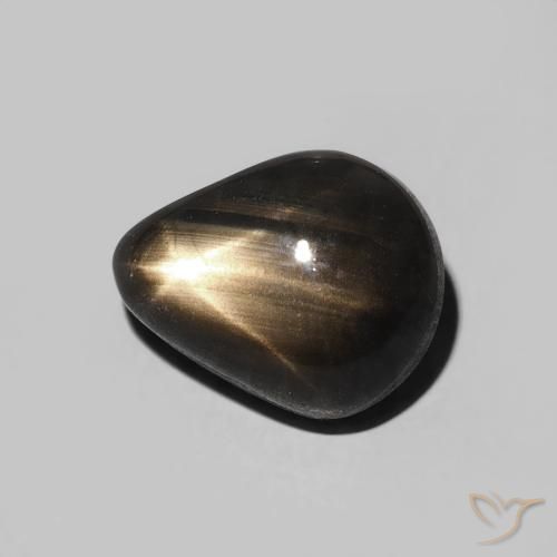 Zaffiro stellato Nero naturale da 3.86 ct, Forma a pera, Opaco