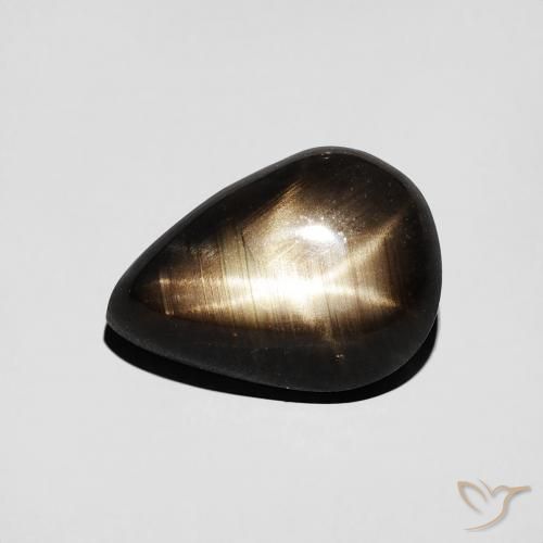 4.01ct Naturale Nero Zaffiro stellato, Forma a pera, Opaco