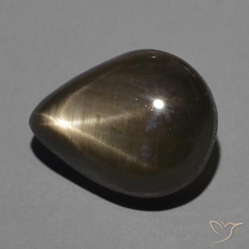 Zaffiro stellato Nero naturale da 4.54 ct, Forma a pera, Opaco