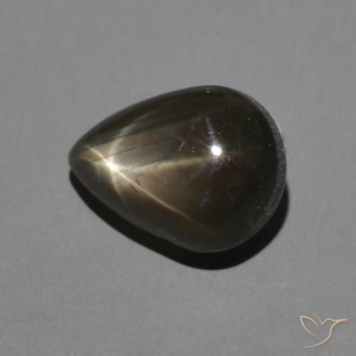 Zaffiro stellato Nero naturale da 2.50 ct, Forma a pera, Opaco