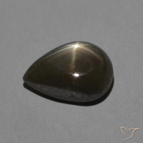 Zaffiro stellato Nero naturale da 2.50 ct, Forma a pera, Opaco