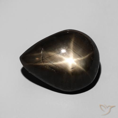 4.69ct Naturale Nero Zaffiro stellato, Forma a pera, Opaco