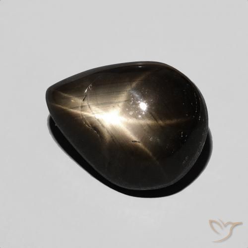 Zaffiro stellato Nero naturale da 4.69 ct, Forma a pera, Opaco