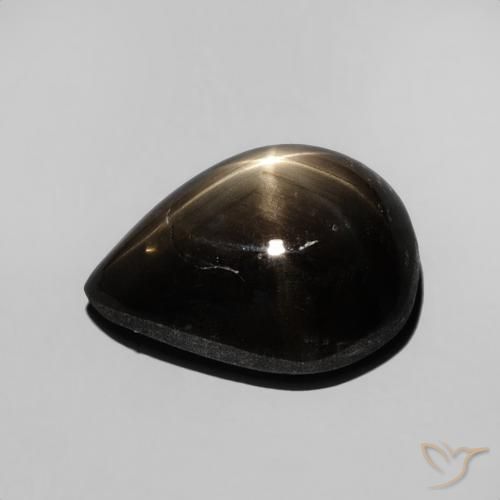 Zaffiro stellato Nero naturale da 4.69 ct, Forma a pera, Opaco