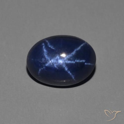 Zaffiro stellato Blu scuro naturale da 1.65 ct, Ovale, Opaco