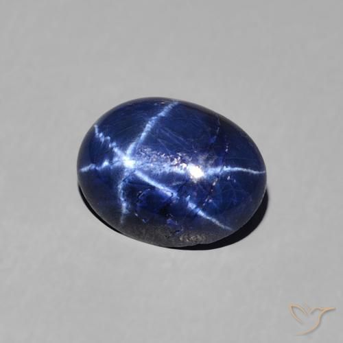 Zaffiro stellato Blu scuro naturale da 1.63 ct, Ovale, Opaco