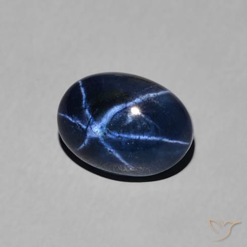 Zaffiro stellato Blu scuro naturale da 1.57 ct, Ovale, Opaco