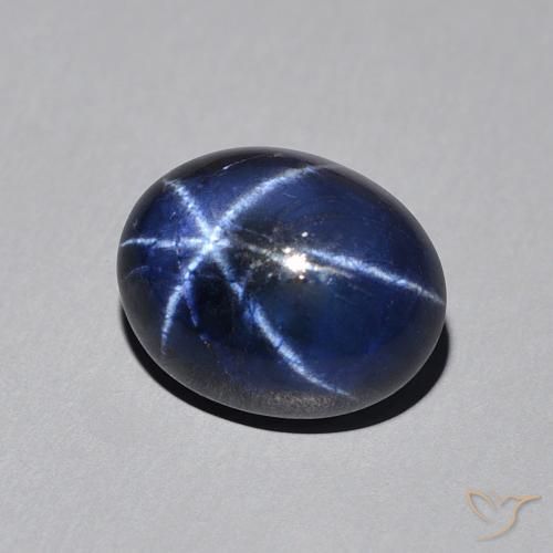 Zaffiro stellato Blu scuro naturale da 3.46 ct, Ovale, Opaco