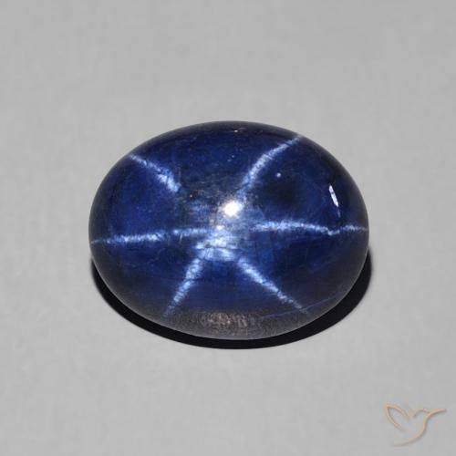 Zaffiro stellato naturale blu da 3,39 ct, taglio ovale, opaco