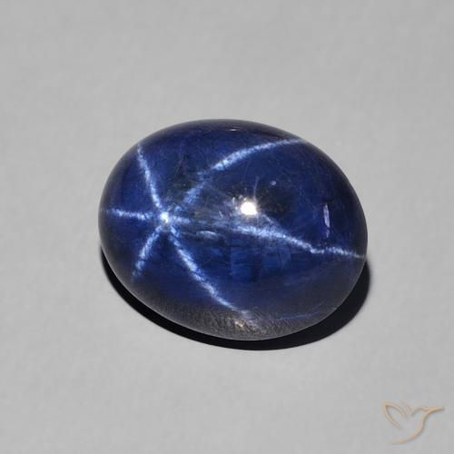 Zaffiro stellato naturale blu da 3,39 ct, taglio ovale, opaco