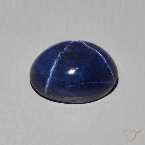 Zaffiro stellato naturale blu da 3,39 ct, taglio ovale, opaco
