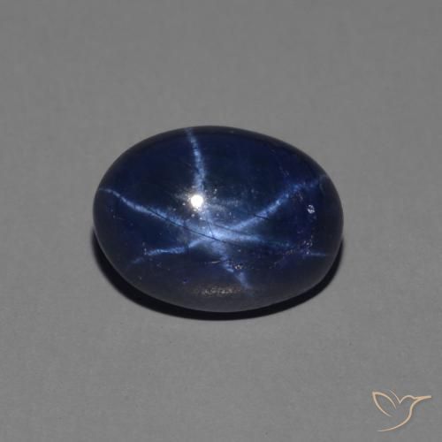 Zaffiro stellato naturale blu da 1,79 ct, taglio ovale, opaco