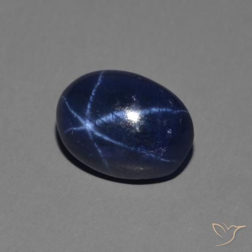 Zaffiro stellato naturale blu da 1,79 ct, taglio ovale, opaco