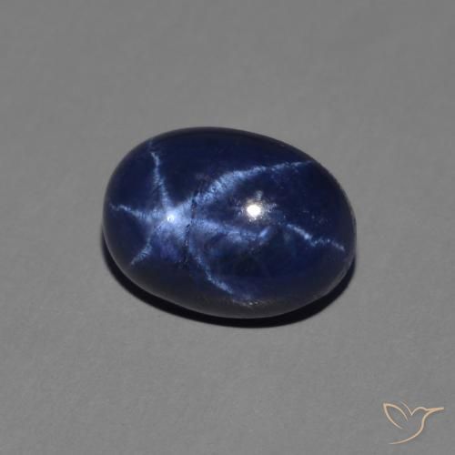 Zaffiro stellato Blu scuro naturale da 1.64 ct, Ovale, Opaco