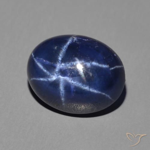 Zaffiro stellato Blu scuro naturale da 3.06 ct, Ovale, Opaco
