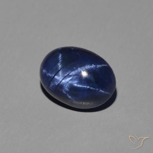 Zaffiro stellato Blu scuro naturale da 1.47 ct, Ovale, Opaco