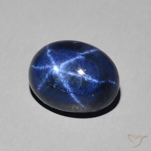 Zaffiro stellato Blu scuro naturale da 3.22 ct, Ovale, Opaco