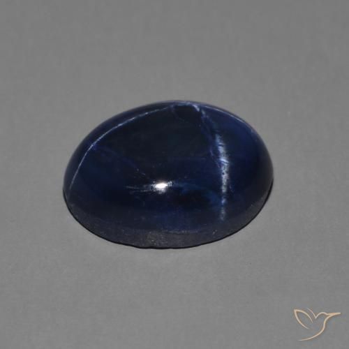 Zaffiro stellato Blu scuro naturale da 2.89 ct, Ovale, Opaco