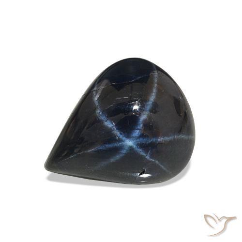 3.94ct Blu scuro profondo Zaffiro stellato, Forma a pera, Opaco
