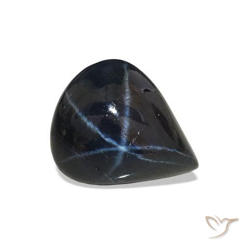 Zaffiro stellato Blu scuro profondo naturale da 3.94 ct, Forma a pera, Opaco