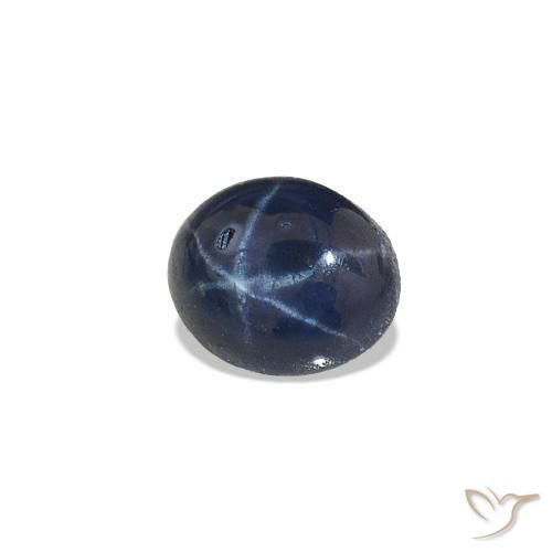 Zaffiro stellato Blu scuro profondo naturale da 0.56 ct, Taglio ovale, Opaco