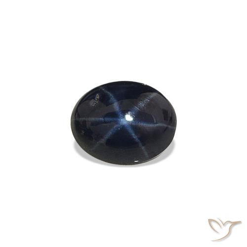 Zaffiro stellato Blu scuro naturale da 0.65 ct, Taglio ovale, Opaco