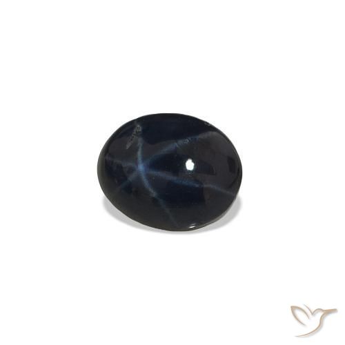Zaffiro stellato Blu scuro naturale da 0.65 ct, Taglio ovale, Opaco