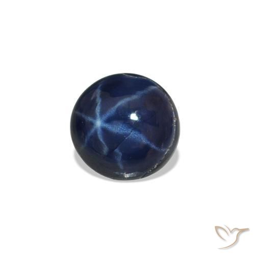Zaffiro stellato Blu scuro naturale da 0.62 ct, Rotondo, Opaco