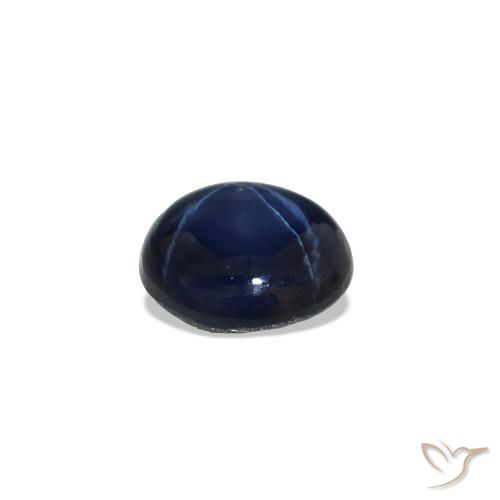 Zaffiro stellato Blu scuro naturale da 0.62 ct, Rotondo, Opaco
