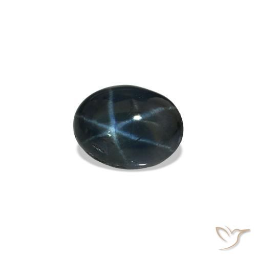 Zaffiro stellato Blu scuro naturale da 0.47 ct, Ovale, Opaco