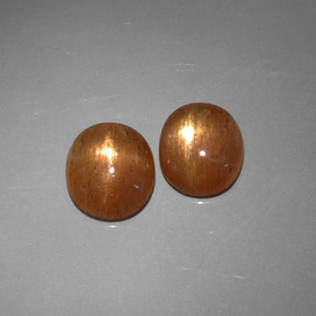 Gemme di Pietra solare stellare Marrone dorato naturale da  ct, Taglio ovale, Traslucido