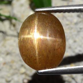 Pietra solare stellare Marrone dorato naturale da 4.76 ct, Taglio ovale, Opaco