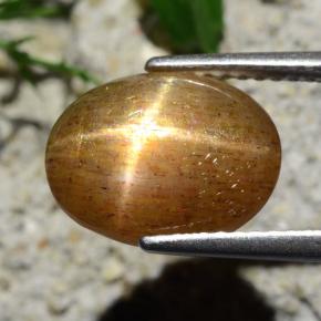 Pietra solare stellare Marrone dorato naturale da 4.76 ct, Taglio ovale, Opaco