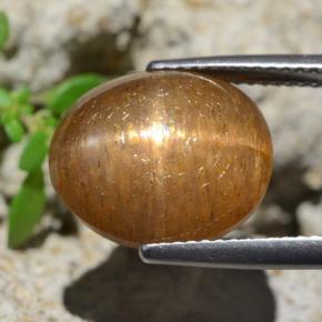 Pietra del sole stellata marrone medio naturale da 8,35 ct, taglio ovale, opaco