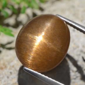 Pietra solare stellare Marrone medio-chiaro naturale da 9.02 ct, Taglio ovale, Opaco