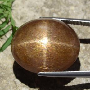 Pietra del sole stellata marrone dorato naturale da 39,02 ct, taglio ovale, opaco