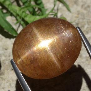 Pietra solare stellare Marrone dorato naturale da 12.29 ct, Taglio ovale, Opaco