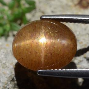 Pietra solare stellare Marrone dorato naturale da 7.27 ct, Taglio ovale, Opaco