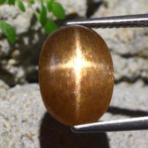 Pietra solare stellare Marrone dorato naturale da 4.80 ct, Taglio ovale, Opaco