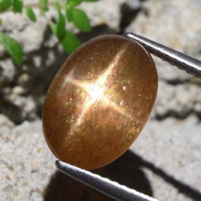 Pietra solare stellare Marrone dorato naturale da 4.80 ct, Taglio ovale, Opaco