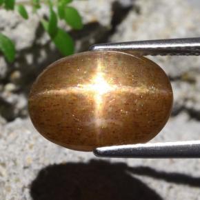 Pietra solare stellare Marrone dorato naturale da 4.80 ct, Taglio ovale, Opaco