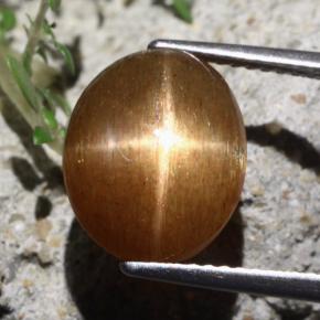 Pietra solare stellare Marrone dorato naturale da 7.06 ct, Taglio ovale, Opaco