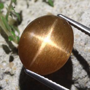 Pietra solare stellare Marrone dorato naturale da 7.06 ct, Taglio ovale, Opaco