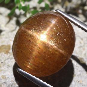 Pietra del sole stellata naturale marrone da 9,36 ct, taglio ovale, opaco