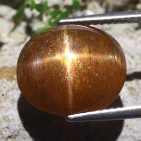 Pietra del sole stellata naturale marrone da 9,36 ct, taglio ovale, opaco