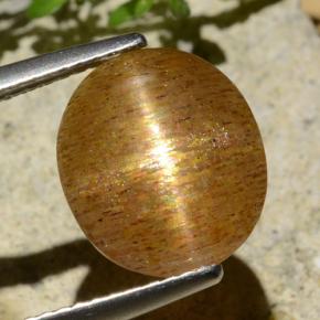 Pietra solare stellare Marrone dorato naturale da 3.99 ct, Taglio ovale, Traslucido