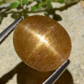 Pietra solare stellare Marrone dorato naturale da 3.99 ct, Taglio ovale, Traslucido